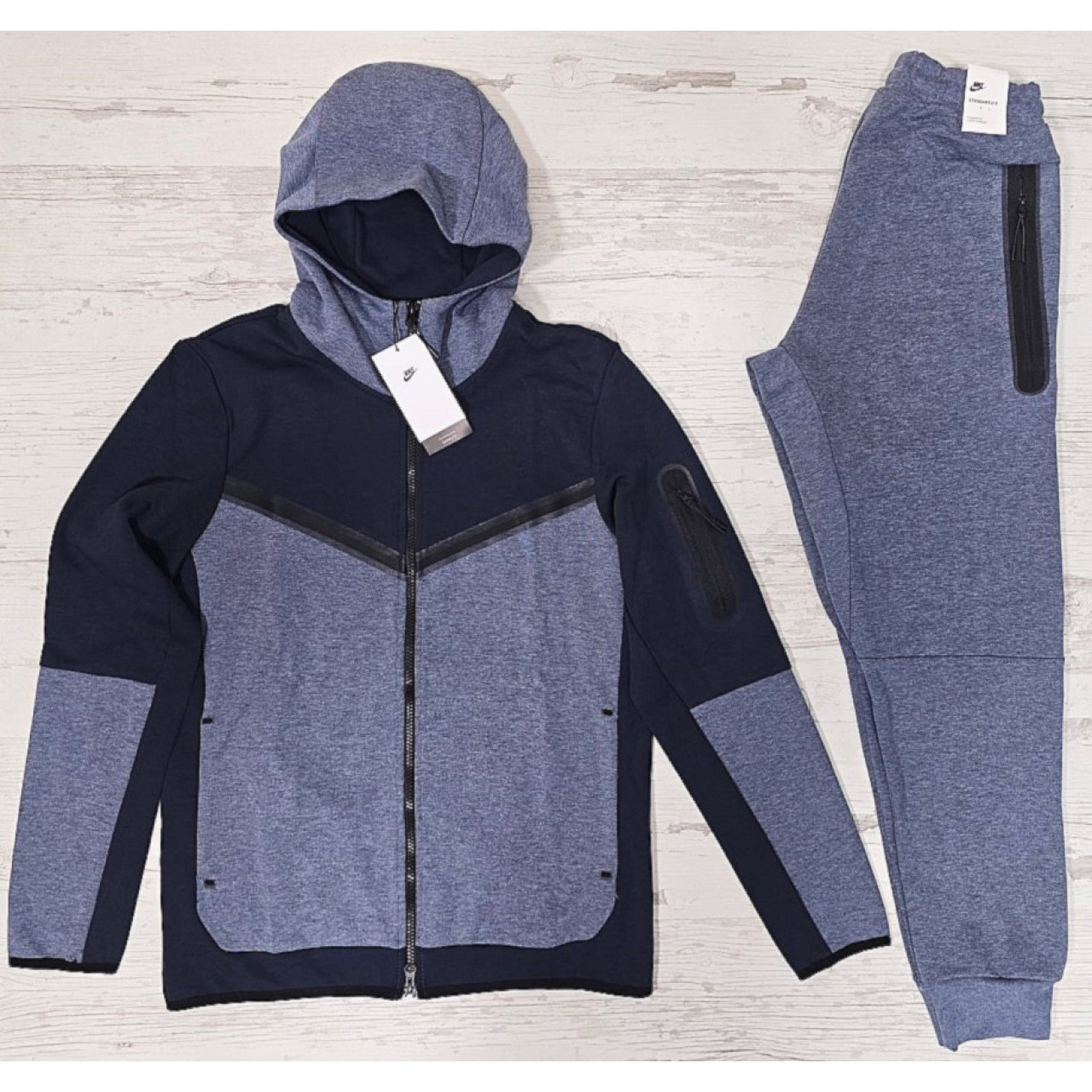  Мъжки спортен екип Nike Tracksuit Tech Fleece Grey Melanj Dark Blue